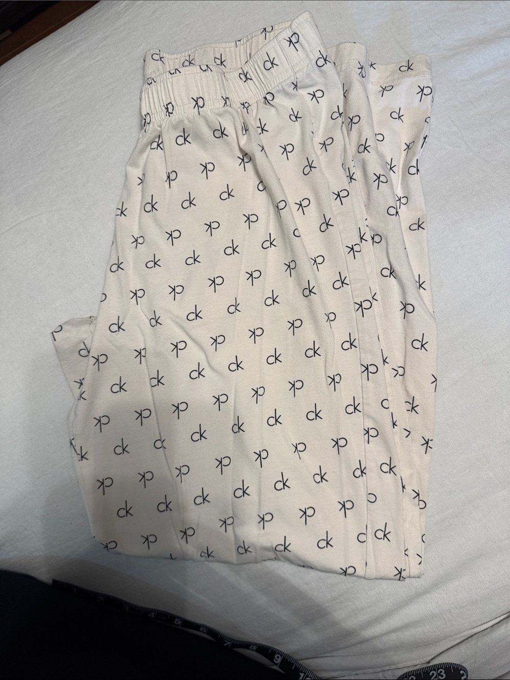 Calvin Klein Cream Lounge Pants with CK Print